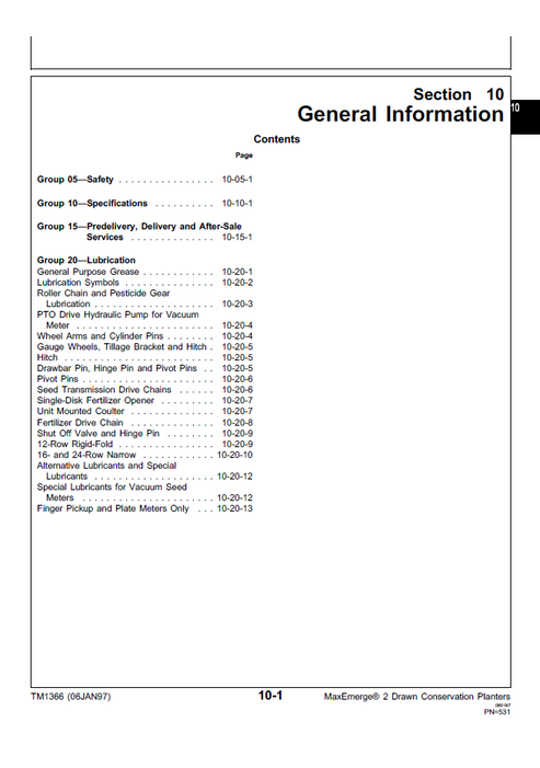 John Deere 7200 Drawn Conservation Planter Workshop Manual TM1366