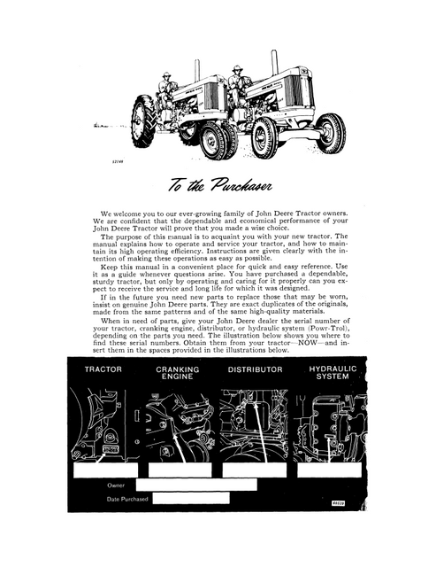 John Deere 720 Diesel Tractor Gasoline Cranking Engine Manual