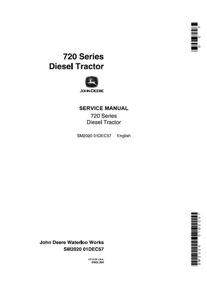 John Deere 720 Series Diesel Tractor Service Manual SM2020