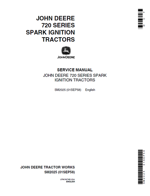 John Deere 720 Series Spark Ignition Tractor Service Manual SM2025