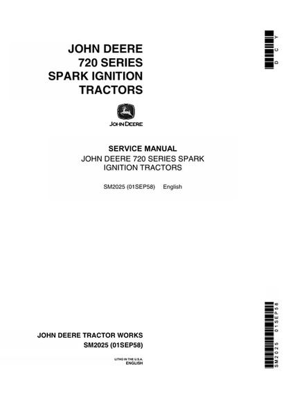 John Deere 720 Series Spark Ignition Tractor Service Manual SM2025