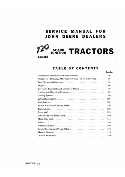 John Deere 720 Series Tractor Service & Repair Manual SM2025