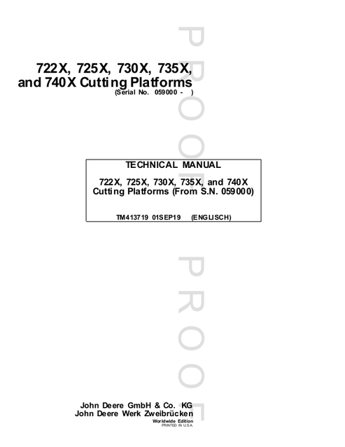 John Deere 722X 725X 730X 735X 740X Cutting Platform Manual TM413719