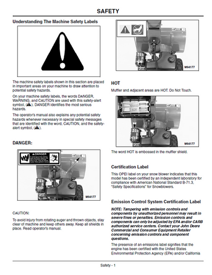 John Deere 724D Snowblower Operator & Maintenance Manual OMM144062