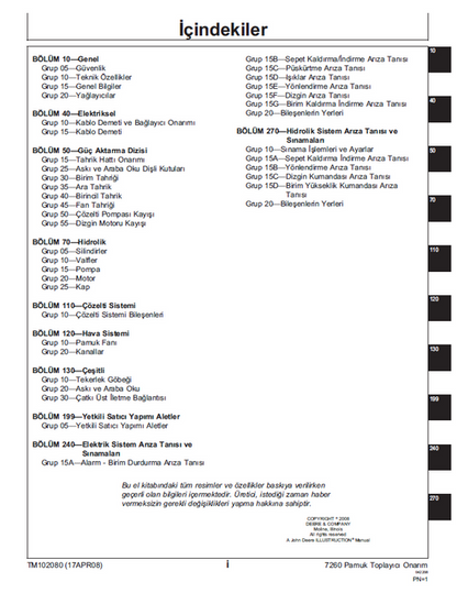 John Deere 7260 Cotton Picker Technical Repair Manual PDF