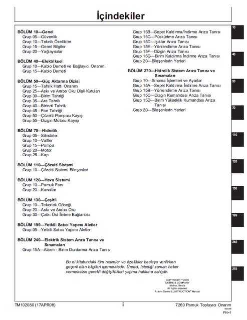 John Deere 7260 Cotton Picker Technical Repair Manual PDF