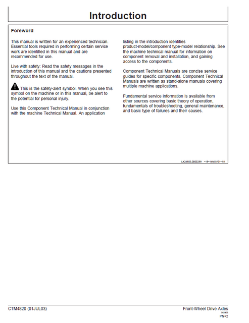John Deere 730-750 Front Drive Axle Repair Technical Manual CTM4820