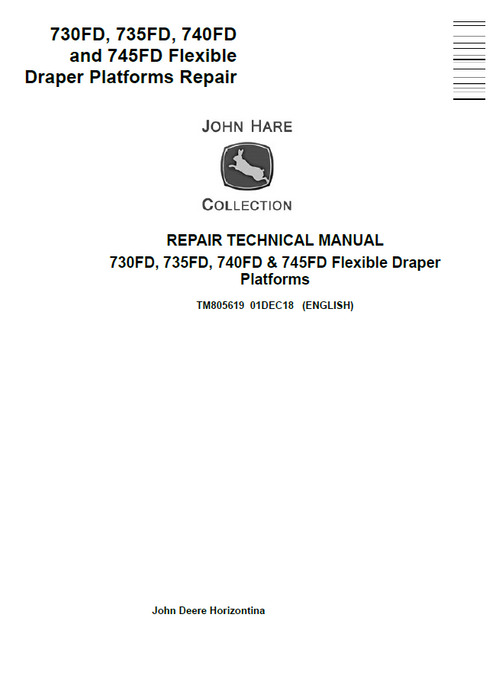 John Deere 730FD 735FD 740FD & 745FD Draper Repair Manual TM805619