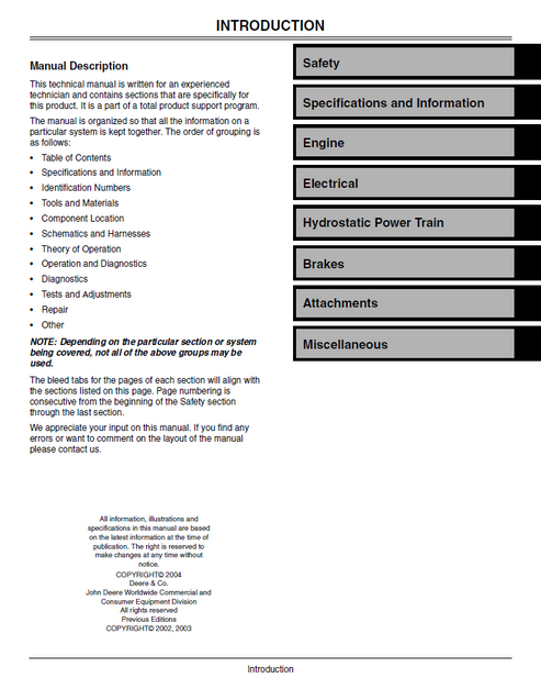 John Deere 737 & 757 Z-Trak Technical Service Manual