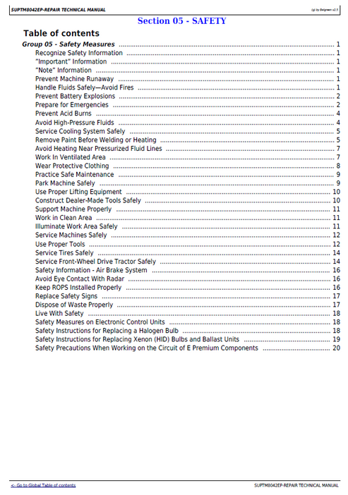 John Deere 7430E-7530E Premium Tractor Workshop Repair Manual SUPTM8042ES