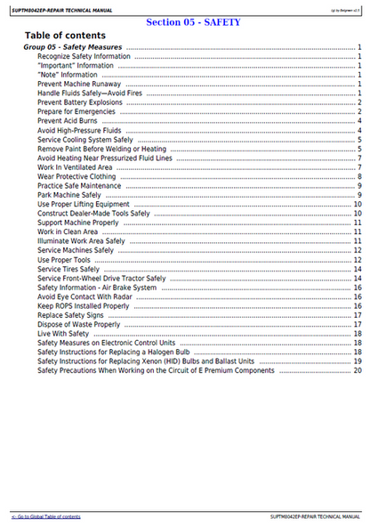 John Deere 7430E-7530E Premium Tractor Workshop Repair Manual SUPTM8042ES