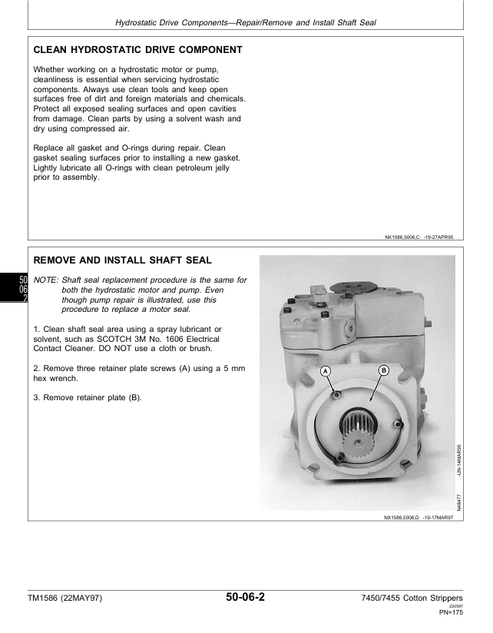 John Deere 7450 7455 Cotton Stripper Service & Repair Manual PDF