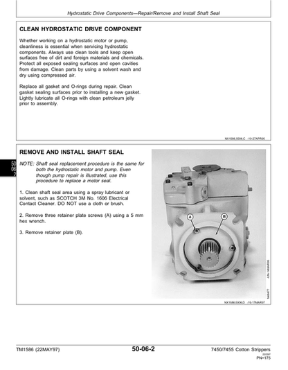 John Deere 7450 7455 Cotton Stripper Service & Repair Manual PDF