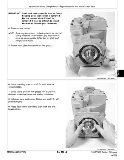 John Deere 7450 7455 Cotton Stripper Technical Service Manual TM1586