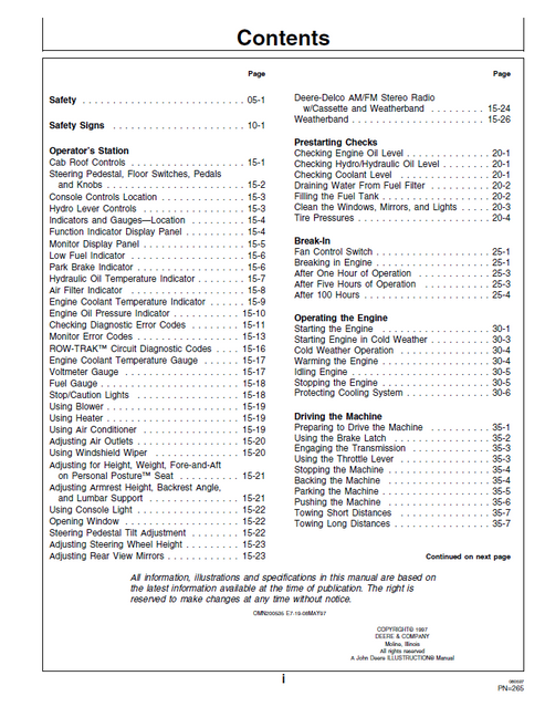 John Deere 7455 Cotton Harvester Technical Service Manual OMN200535