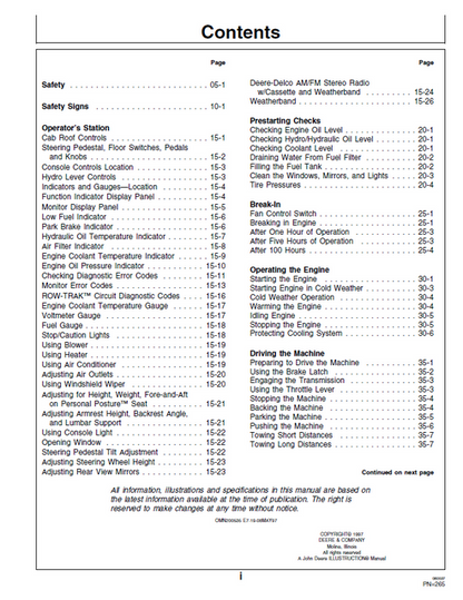 John Deere 7455 Cotton Harvester Technical Service Manual OMN200535