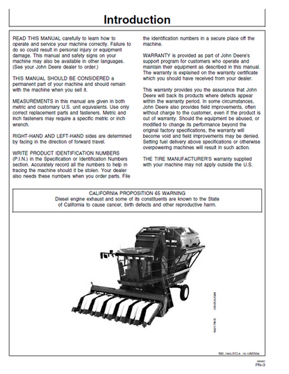 John Deere 7455 Cotton Stripper Operation & Repair Manual