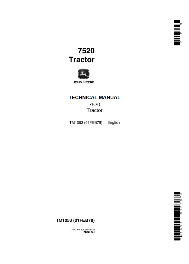 John Deere 7520 Tractors Technical Manual TM1053 PDF 