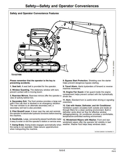 John Deere 75D Excavator Operation Manual OMT239667