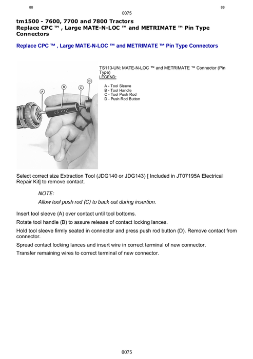 John Deere 7600-7800 Tractor Diagnostic & Repair Technical Manual TM1500