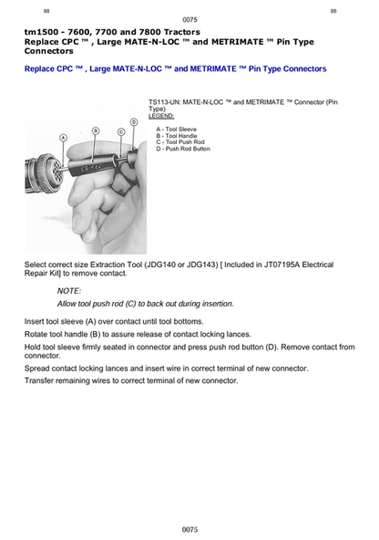 John Deere 7600-7800 Tractor Diagnostic & Repair Technical Manual TM1500