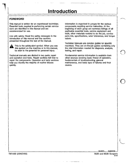 John Deere 762B 862B Scraper Diagnostic & Testing Manual TM1489