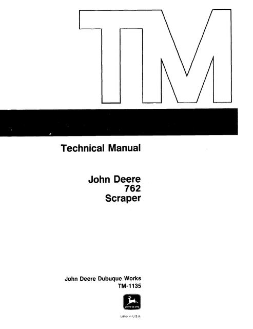 John Deere 762 Elevating Scraper Service & Repair Manual TM1135