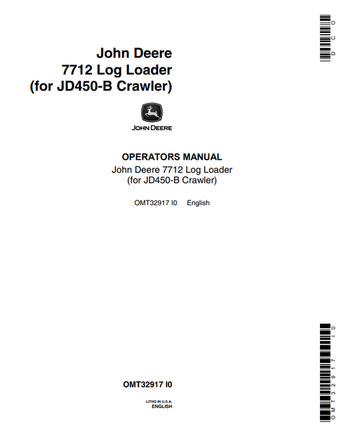John Deere 7712 Log Loader JD450-B Crawler Manual OMT32917