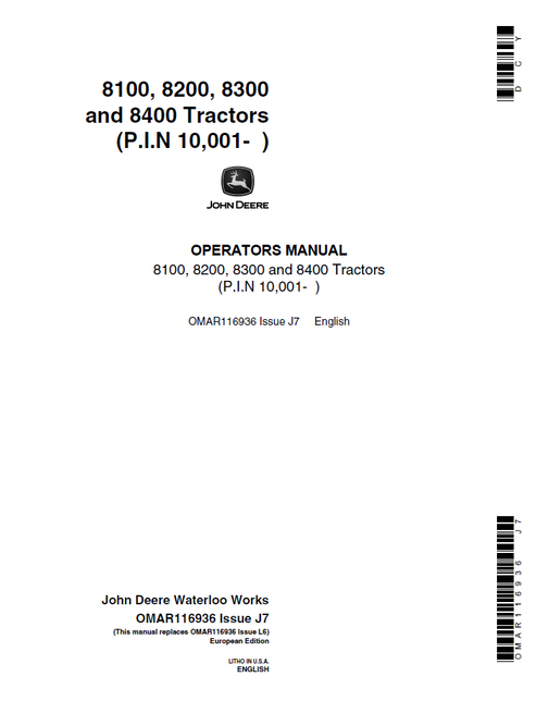 John Deere 7720, 7820 & 7920 Tractor Repair Manual OMAR116936