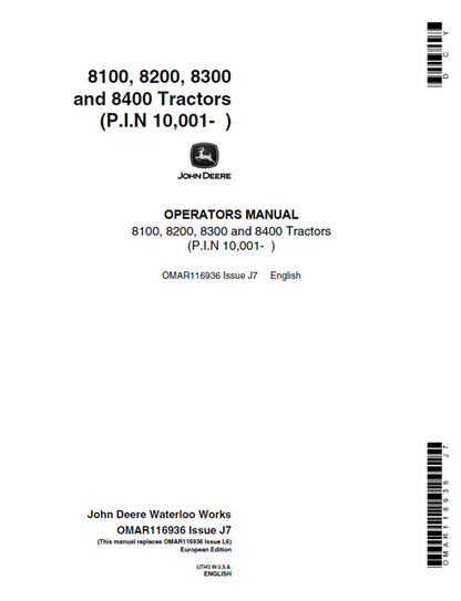 John Deere 7720, 7820 & 7920 Tractor Repair Manual OMAR116936