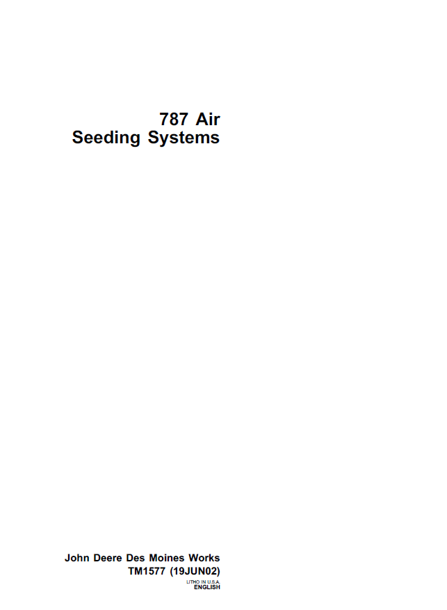 John Deere 787 Air Seeding System Technical Manual TM1577 PDF