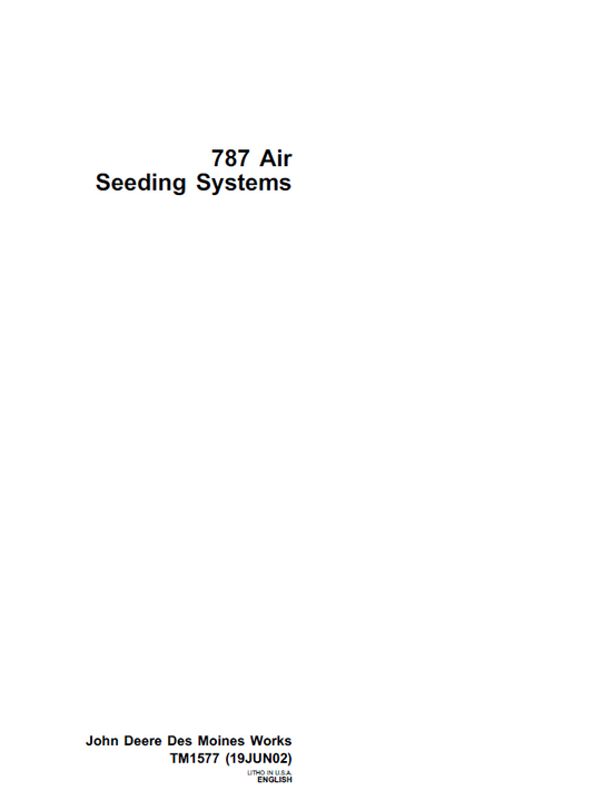 John Deere 787 Air Seeding System Technical Manual TM1577 PDF