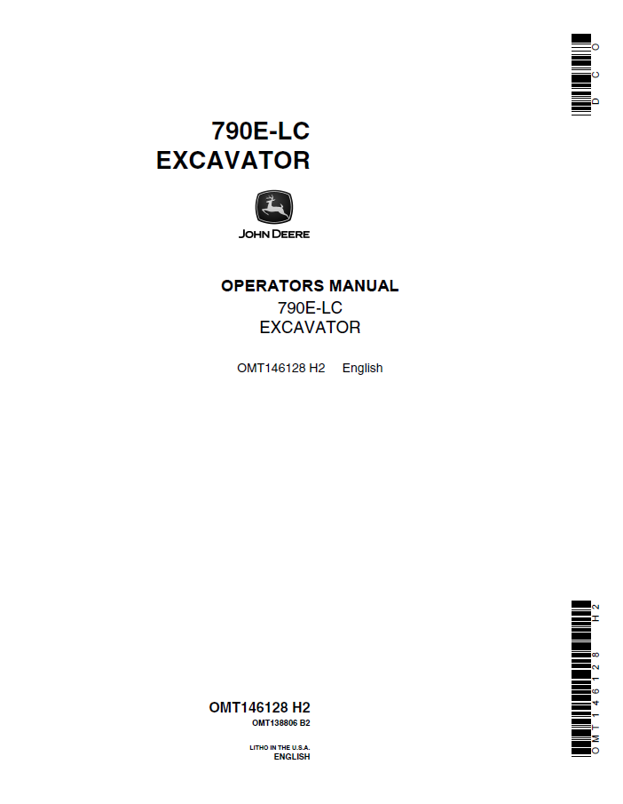 John Deere 790E-LC Excavator Operator Manual OMT146128 PDF