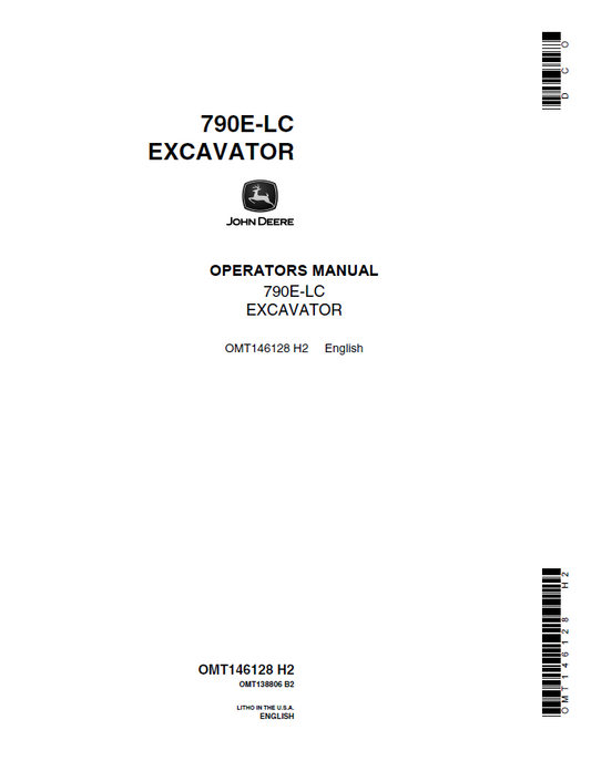 John Deere 790E-LC Excavator Operator Manual OMT146128 PDF