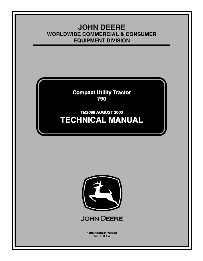 John Deere 790 Compact Utility Tractor Technical Manual TM2088 PDF