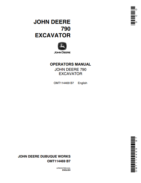 John Deere 790 Excavator Operator Manual OMT114469 PDF
