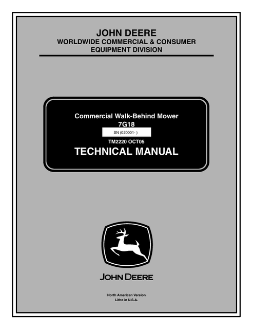 John Deere 7G18 Commercial Walk-Behind Mower Technical Manual TM2220