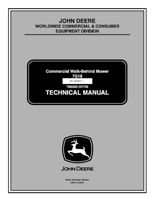 John Deere 7G18 Commercial Walk-Behind Mower Technical Manual TM2220