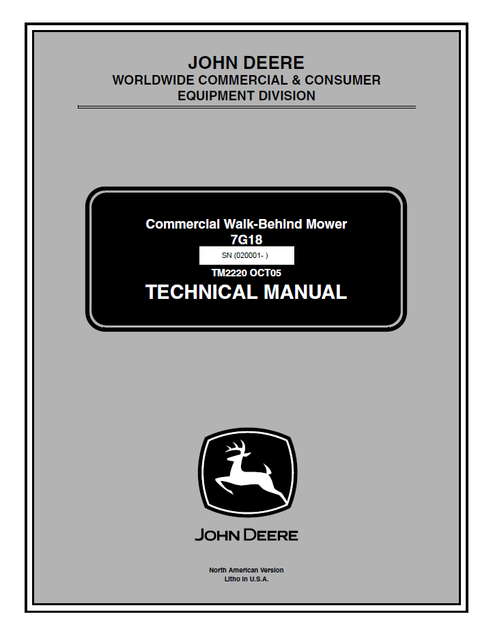 John Deere 7H18 Commercial Walk-Behind Mower Technical Manual TM2220