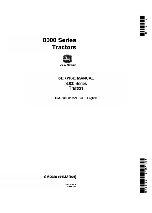 John Deere 8000 Series Tractor Service Repair Manual SM2030