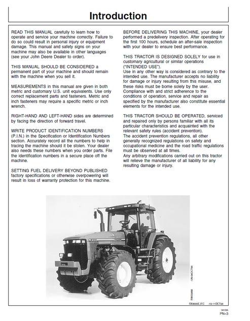 John Deere 8100-8400 Tractor Operating & Maintenance Manual PDF