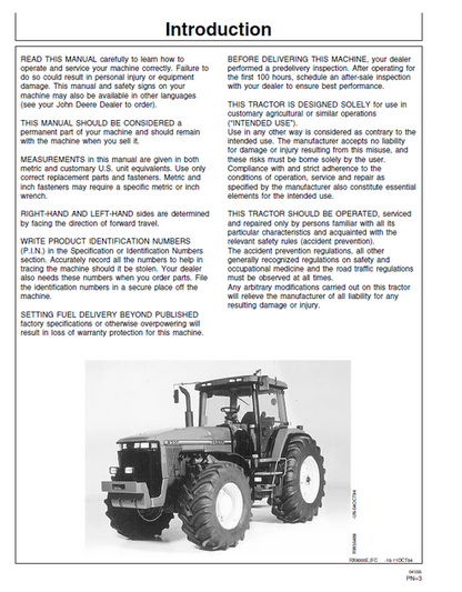 John Deere 8100-8400 Tractor Operating & Maintenance Manual PDF
