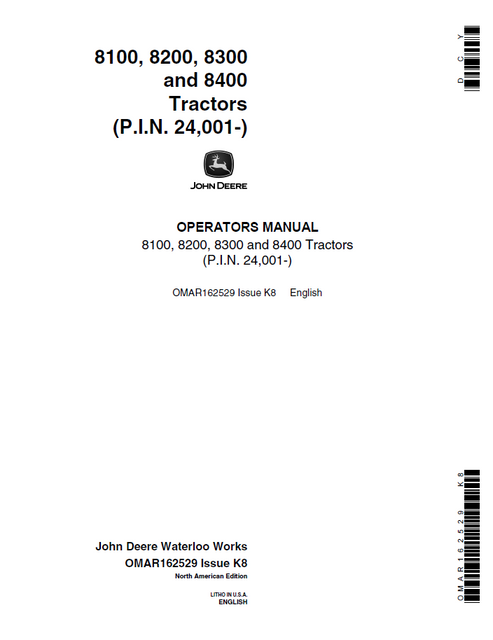 John Deere 8100-8400 Tractor Operator Manual OMAR162529