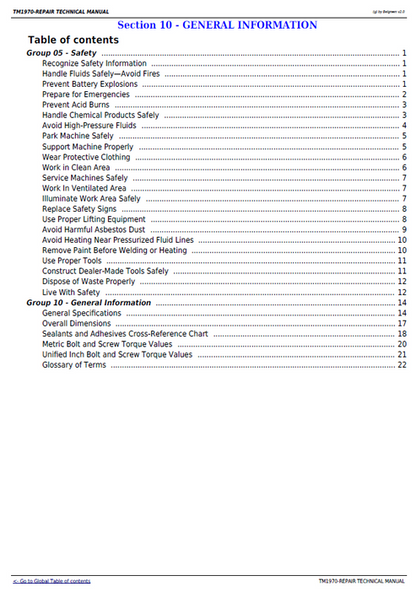 John Deere 8120-8520 Tractor Technical Service & Repair Manual