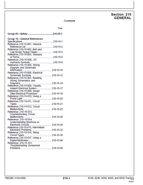 John Deere 8130, 8230, 8330, 8430 & 8530 Service Manual TM2280