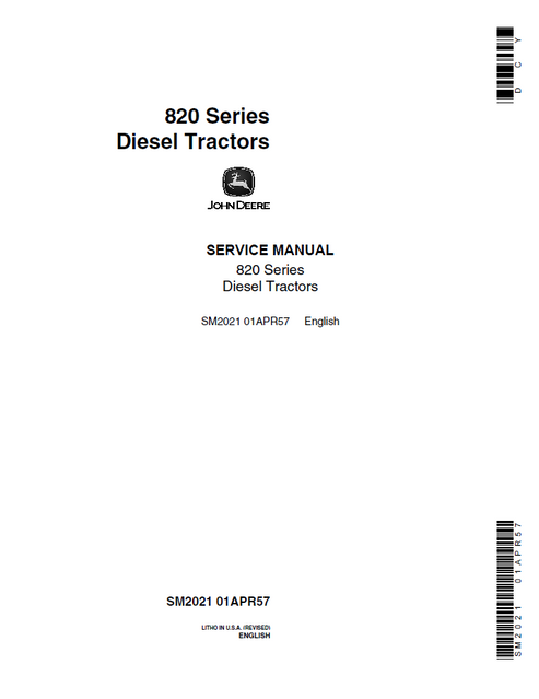 John Deere 820 Series Diesel Tractor Service Repair Manual SM2021