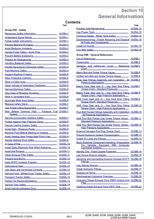 John Deere 8225R-8400R Tractor Service & Repair Manual TM146319 PDF
