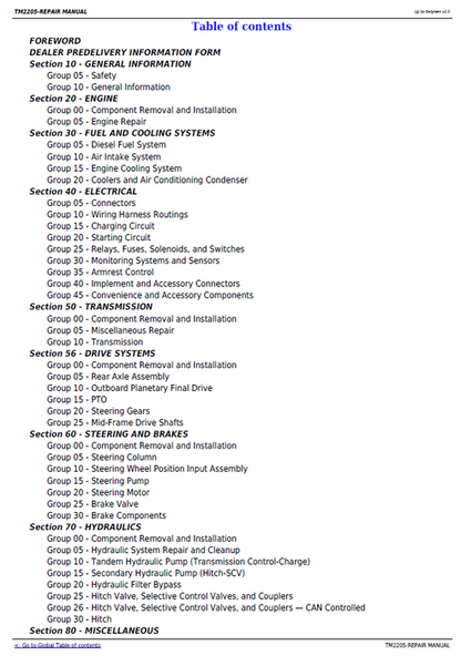 John Deere 8230T-8430T Track Tractor Service Repair Manual PDF