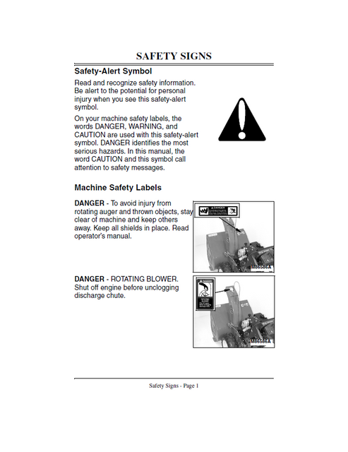 John Deere 828D 1032D Snowblower Operating Manual OMM136935