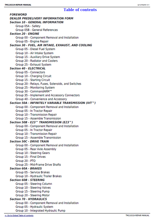 John Deere 8320RT-8370RT Tractor Service Repair Manual PDF